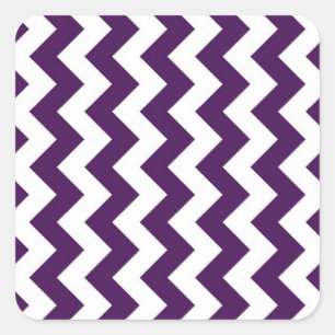 Purple and White Zigzag Square Sticker