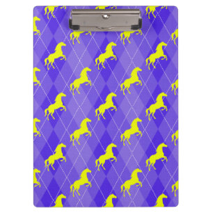 Purple and Yellow Argyle, Horse, Equestrian Clipboard