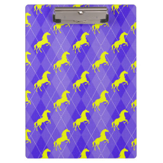 Purple and Yellow Argyle, Horse, Equestrian Clipboard
