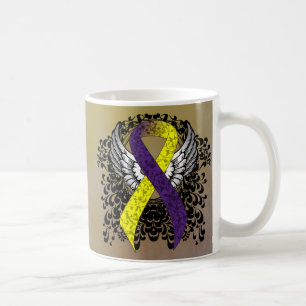 Purple and Yellow Awareness Ribbon with Wings Coffee Mug