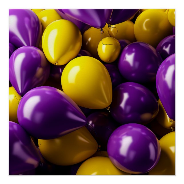 Purple and Yellow Balloons Poster (Front)