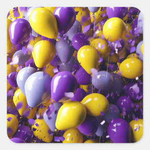Purple and Yellow Balloons Square Sticker