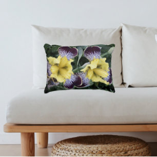 Purple and Yellow Beardless Irises Floral Accent Pillow