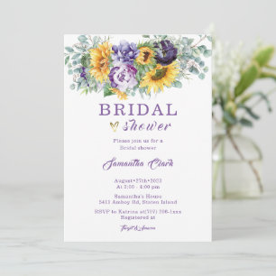 Purple and Yellow Bridal Shower Invitation