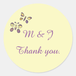 Purple and Yellow Butterflies Thank you Stickers