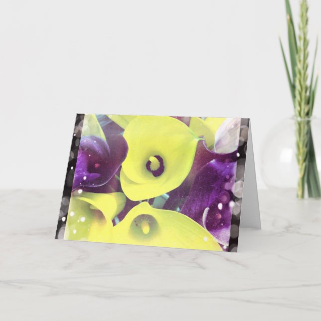 Purple and Yellow Calla Lilies Blank Greeting Card (Front)