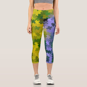 Purple and Yellow Capri Leggings
