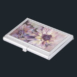 PURPLE AND YELLOW DAHLIAS BUSINESS CARD HOLDER<br><div class="desc">Beautiful and Colourful Dahlia .. deep dark purple centre with accented petals of mauves,  and yellows – stunning and modern – very complimentary and watercolor painted by the designer</div>