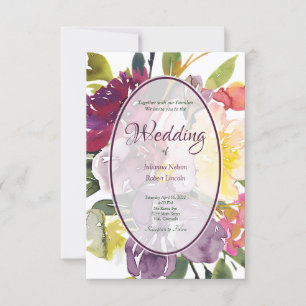 Purple and yellow floral background wedding inv invitation
