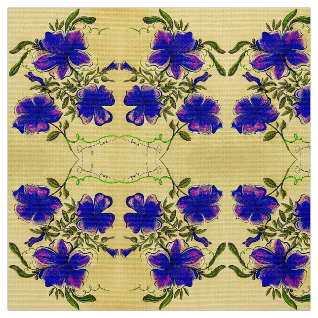 Purple and Yellow Floral Fabric (Swatch)