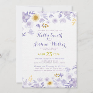 Purple and Yellow Floral Wedding Invitation