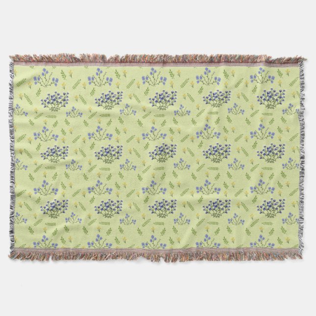 purple and yellow flowers pattern throw blanket (Front)