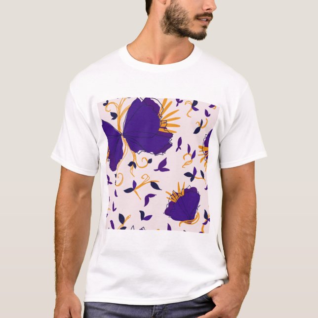 Purple and yellow flowers T-Shirt (Front)