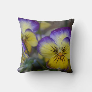 Purple and Yellow Flowers Throw Pillow