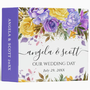 Purple and Yellow Flowers Wedding Photo Album Binder