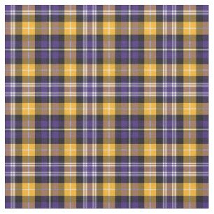 Purple and Yellow Gold Sporty Plaid Fabric