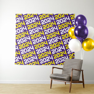 Purple and Yellow Graduation Backdrop Tapestry