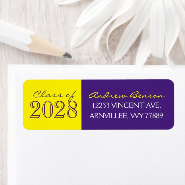 Purple and Yellow Graduation Return Address Labels (Insitu)