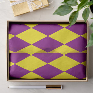 Purple and Yellow Harlequin Chequered Design  Tissue Paper