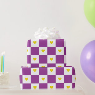 Purple And Yellow Heart Wrapping Paper