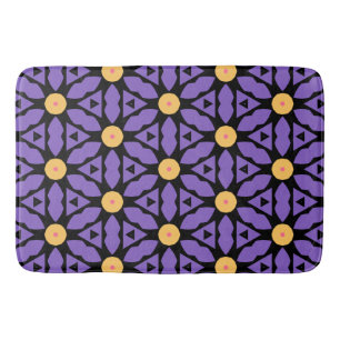 Purple and Yellow Hexagon Flowers Bath Mat