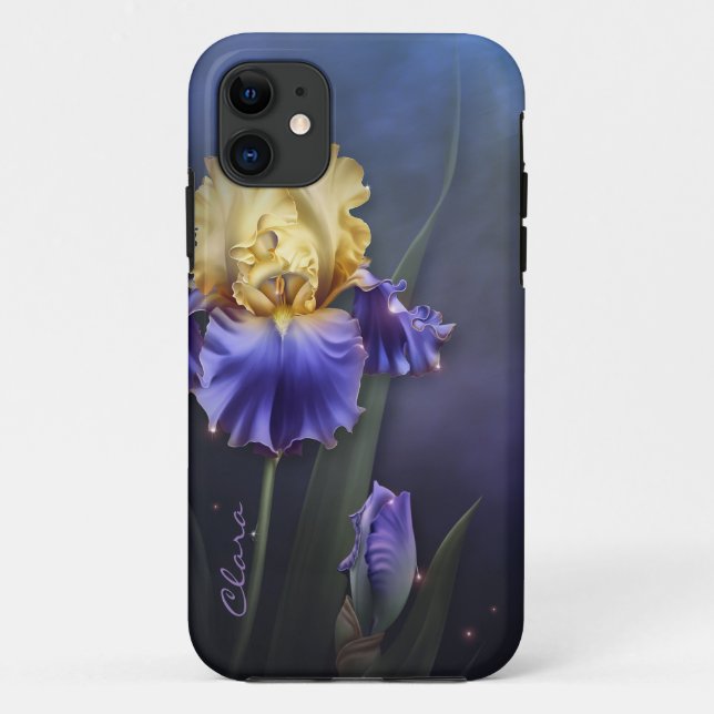 Purple and Yellow Iris Custom iPhone 5S Case (Back)
