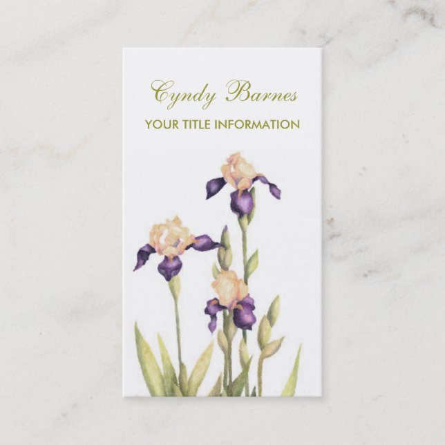 Purple and Yellow Irises Business Card (Front)