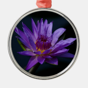 Purple and Yellow Lotus Waterlily Flower Metal Ornament