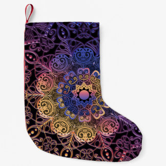 Purple and yellow mandala: hand-drawn design small christmas stocking