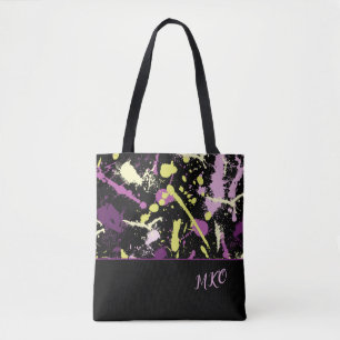 Purple and Yellow Paint Splatter Tote Bag