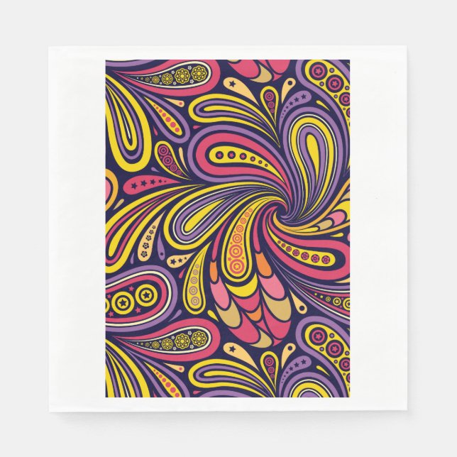 Purple and yellow paisley napkin (Front)