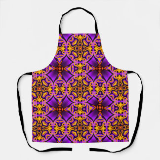 Purple and Yellow Patterned All-Over Print Apron