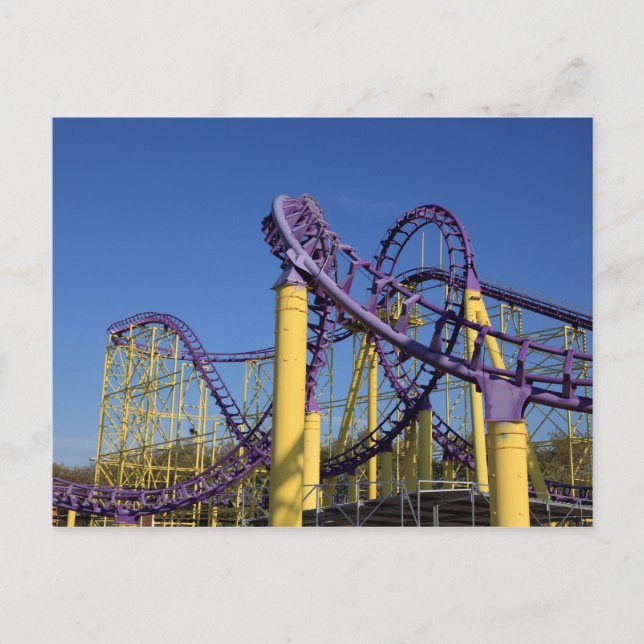 Purple and Yellow Roller Coaster Tracks Postcard (Front)