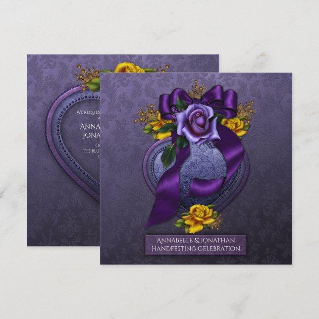 Purple and Yellow Roses Handfesting Invitation | (Front/Back)