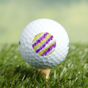 Purple and Yellow Splatter Distressed Golf Balls