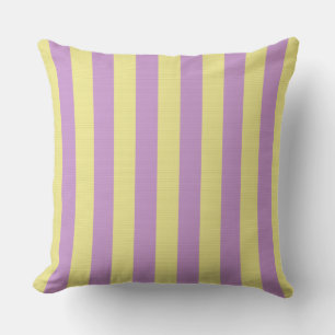 Purple and yellow striped pattern throw pillow