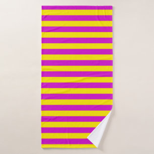 Purple and Yellow Stripes Design Bath Towel