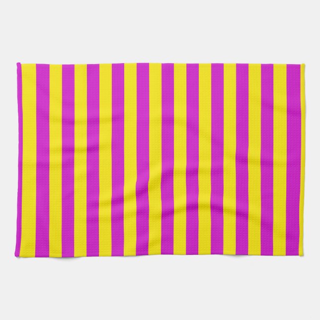 Purple and Yellow Stripes Design Kitchen Towel (Horizontal)