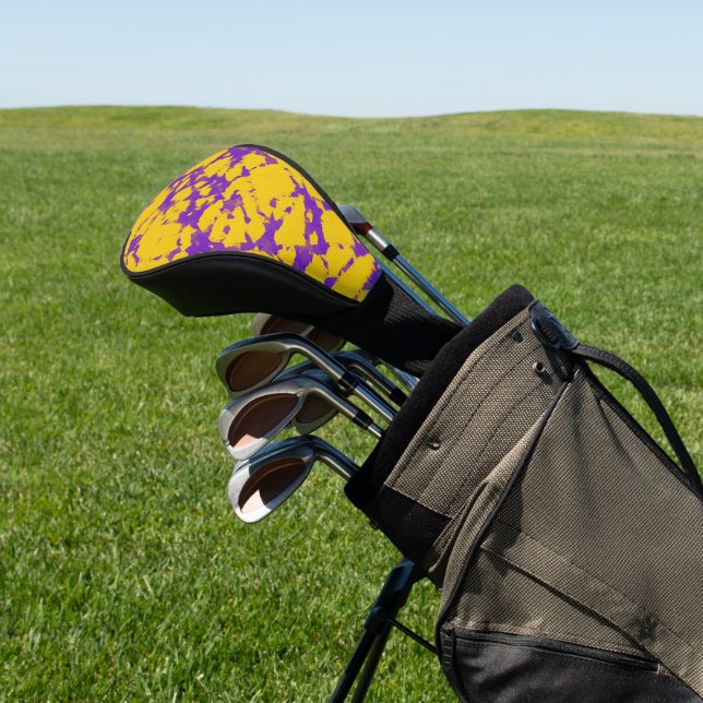 Purple and Yellow Tie Dye Golf Head Cover (In Situ)