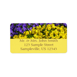 Purple and Yellow Violas Colourful Floral Label