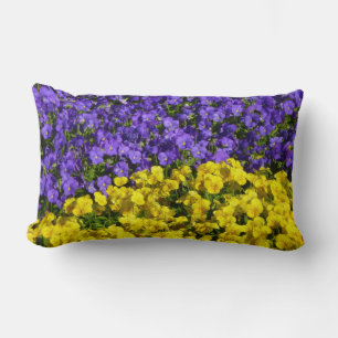 Purple and Yellow Violas Colourful Floral Lumbar Pillow