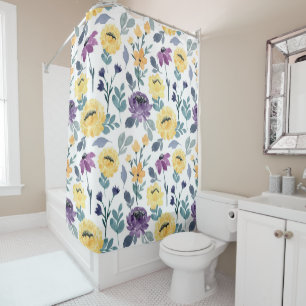 Purple and yellow watercolor flowers