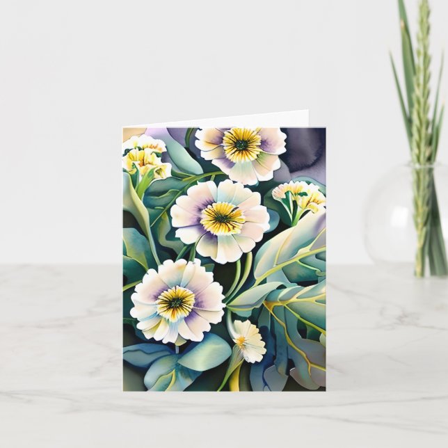 Purple and yellow watercolor flowers customizable card (Front)