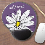 Purple and Yellow Whimsical Daisy Custom Text Gel Mouse Pad<br><div class="desc">A zen and whimsical,  hipster piece of art. You can add a name,  monogram or other custom text. If you need to move the art around,  click on the customize button to make changes.</div>