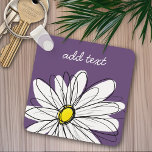 Purple and Yellow Whimsical Daisy Custom Text Keychain<br><div class="desc">A zen and whimsical,  hipster piece of art. You can add a name,  monogram or other custom text. If you need to move the art around,  click on the customize button to make changes.</div>
