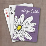 Purple and Yellow Whimsical Daisy Custom Text Playing Cards<br><div class="desc">A zen and whimsical,  hipster piece of art. You can add a name,  monogram or other custom text. If you need to move the art around,  click on the customize button to make changes.</div>