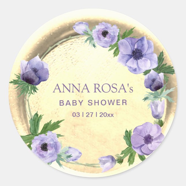 *~* Purple Anemone Floral Wreath Wax Seal (Front)