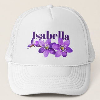Purple Anemone Flowers with Name Trucker Hat