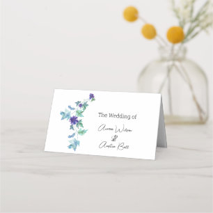 Purple Anemones and Greenery Name Place Card