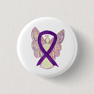 Purple Angel Awareness Ribbon Custom Art Pins